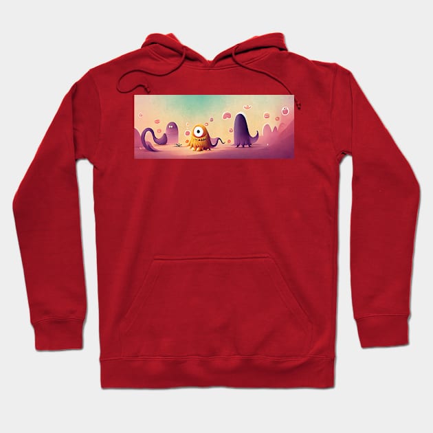 Lovely Pink Monster Scene Hoodie by CuteMonsters